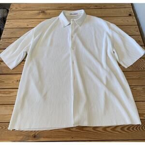 Zara Ribbed Button Down Shirt Size XL Women’s White Short Sleeve